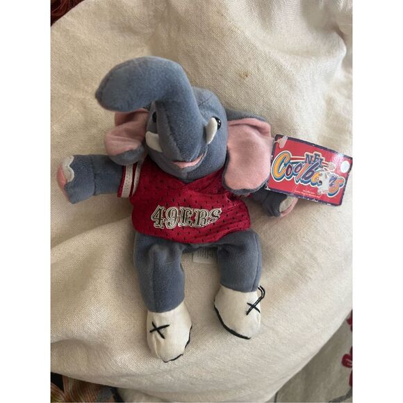 Rare NWT Vintage 1997 Cool Beans 49ers NFL “Tackle” Elephant Plush - Picture 1 of 8